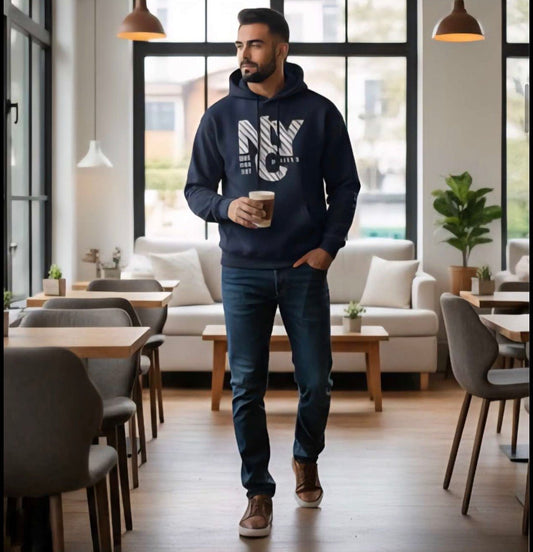 ZONERO Premium Blue Fleece Hoodie – Full Sleeves, Winter Warm - ZONERO