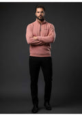 Men's Dusty Rose Quarter-Zip Ribbed Sweatshirt – Classic Logo | Smart Casual Fleece