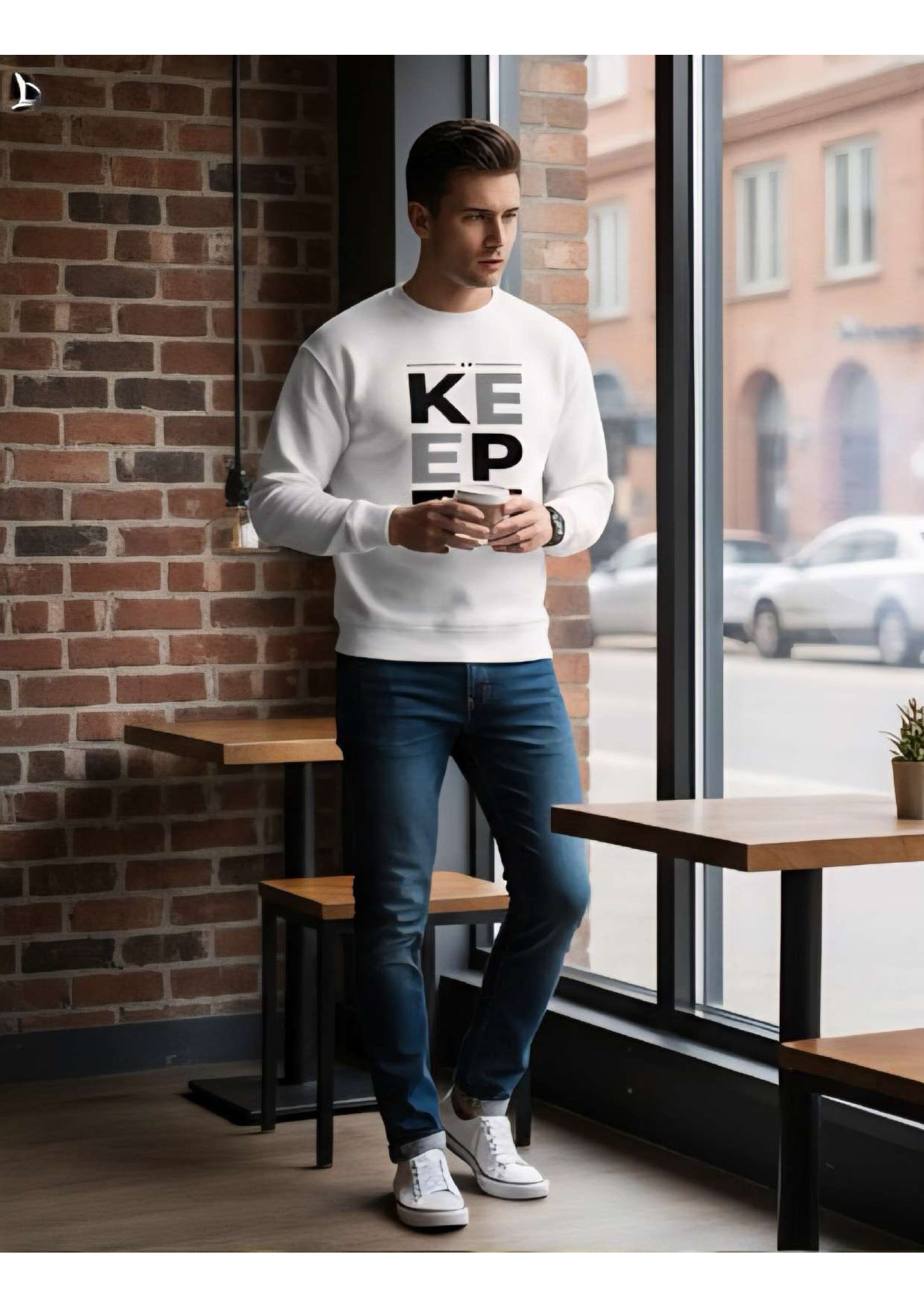 Men's White 'Keep Calm And Pray' Graphic Sweatshirt – Crew Neck | Casual Streetwear