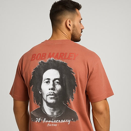 ZONERO Bob Marley 70th Anniversary Graphic Tee – Music Legend Oversized T-Shirt