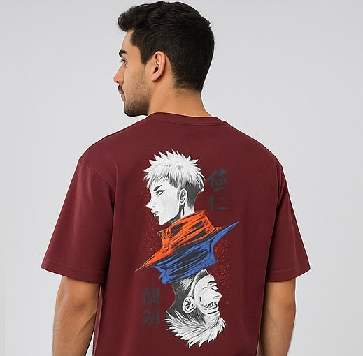 ZONERO Gojo x Sukuna Graphic Tee – Jujutsu Kaisen Anime Streetwear Oversized T-Shirt