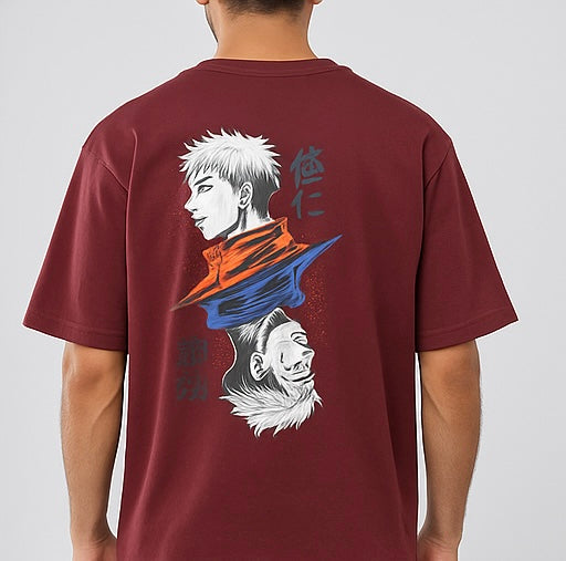 ZONERO Gojo x Sukuna Graphic Tee – Jujutsu Kaisen Anime Streetwear Oversized T-Shirt