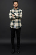 ZONERO Green Plaid Flannel Shirt for Men | Premium Checked Casual Overshirt