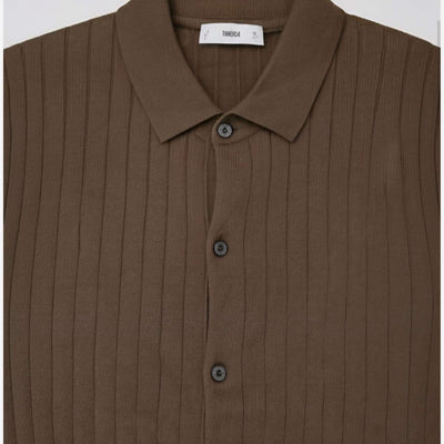 ZONERO Olive Ribbed Knit Polo – Premium Textured Knit Polo Shirt for Men