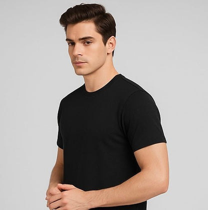 Black Cotton Premium T-Shirt – Soft, Breathable, Wrinkle - Free, Everyday Wear - ZONERO