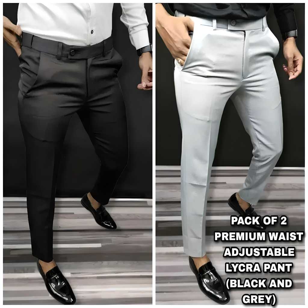 Premium Waist Adjustable Lycra Men's Trouser (Pack of 2) - ZONERO