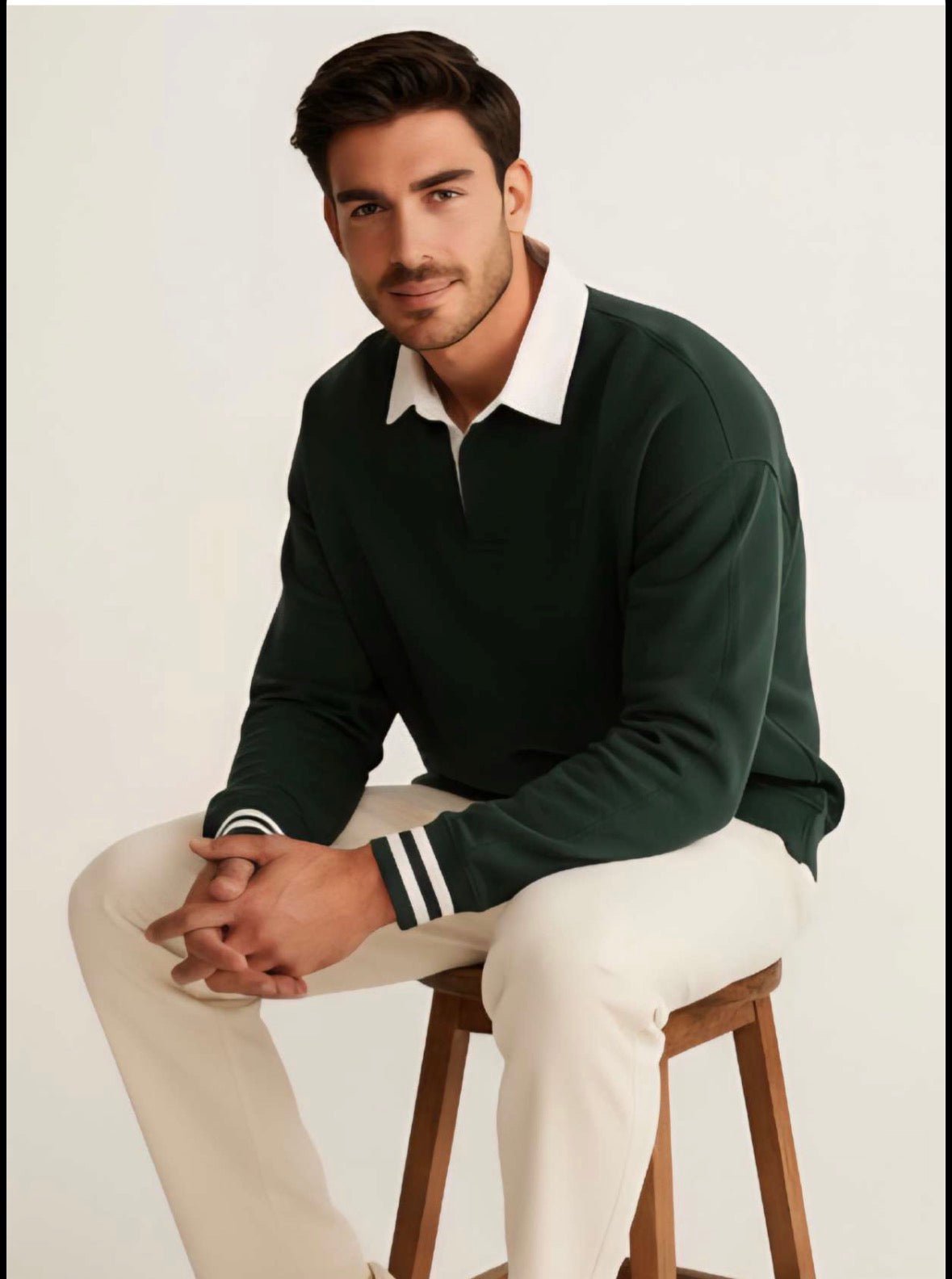 Zonero Green Polo Sweatshirt for Men - ZONERO