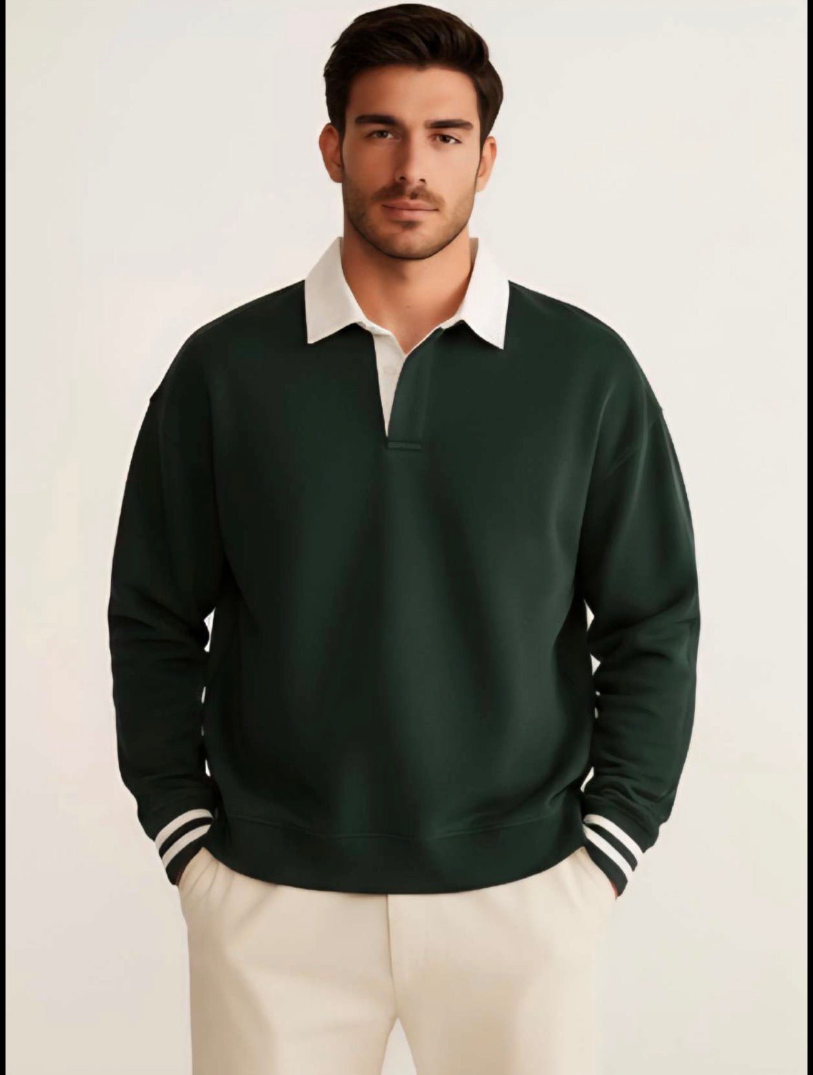 Zonero Green Polo Sweatshirt for Men - ZONERO