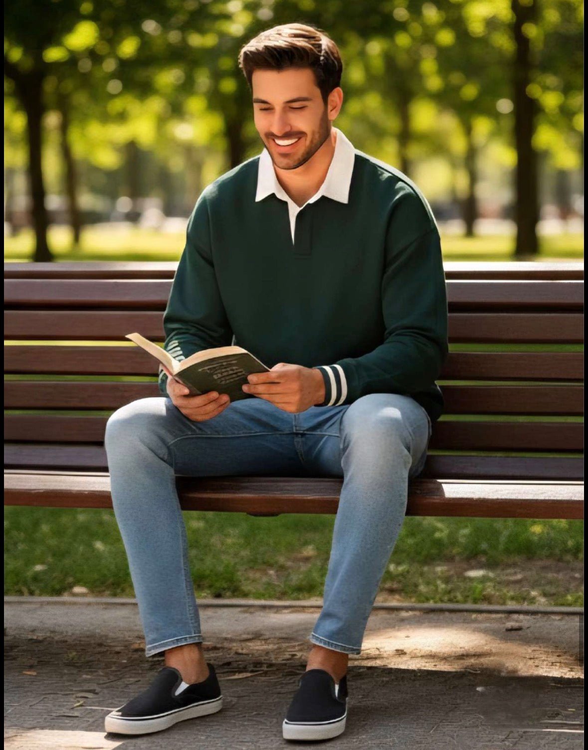 Zonero Green Polo Sweatshirt for Men - ZONERO