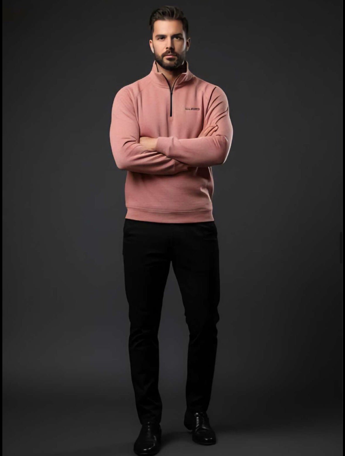ZONERO Pink Fleece Zipper Polo Sweatshirt – Full Sleeves - ZONERO