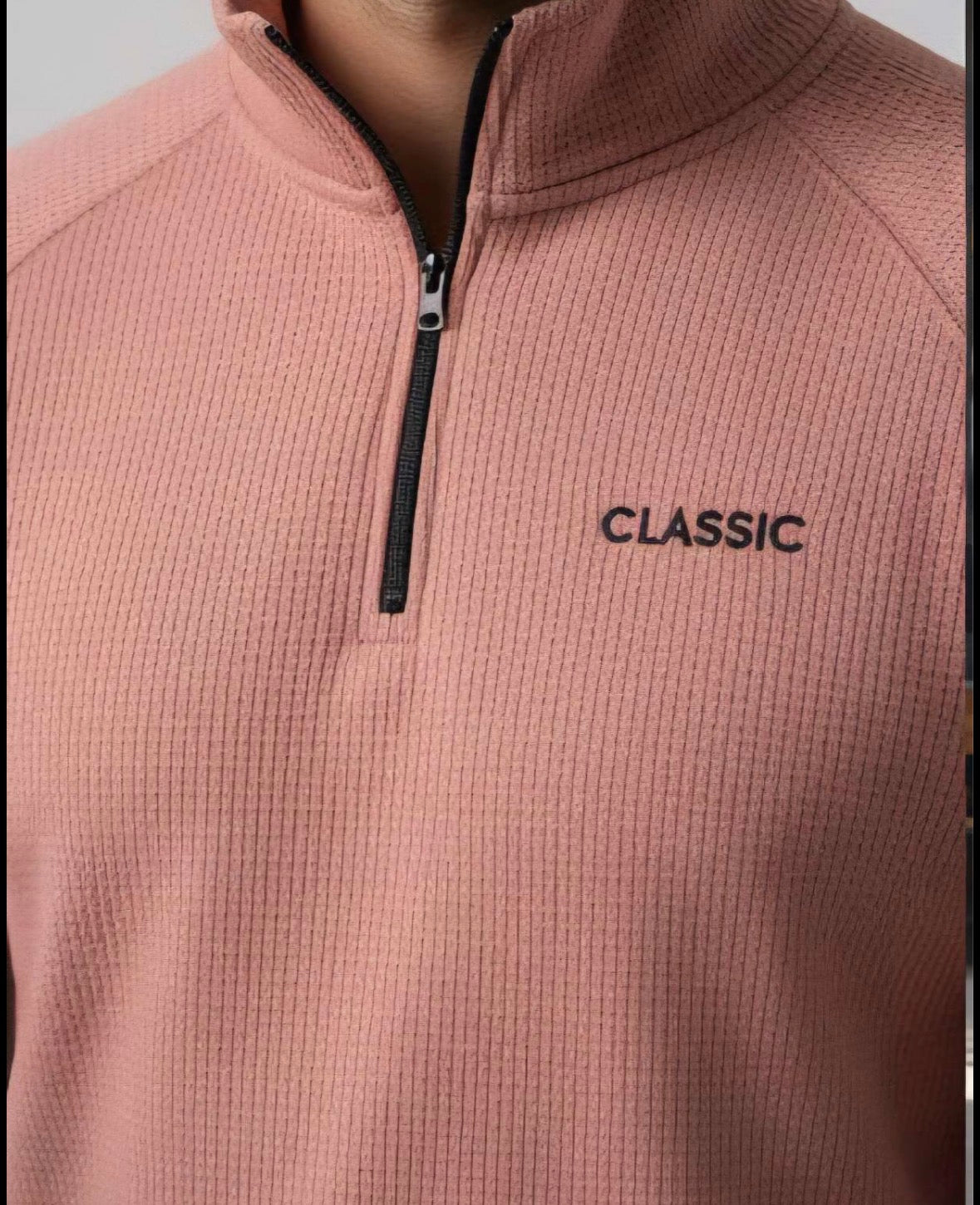 ZONERO Pink Fleece Zipper Polo Sweatshirt – Full Sleeves - ZONERO