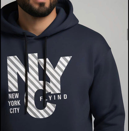 ZONERO Premium Blue Fleece Hoodie – Full Sleeves, Winter Warm - ZONERO