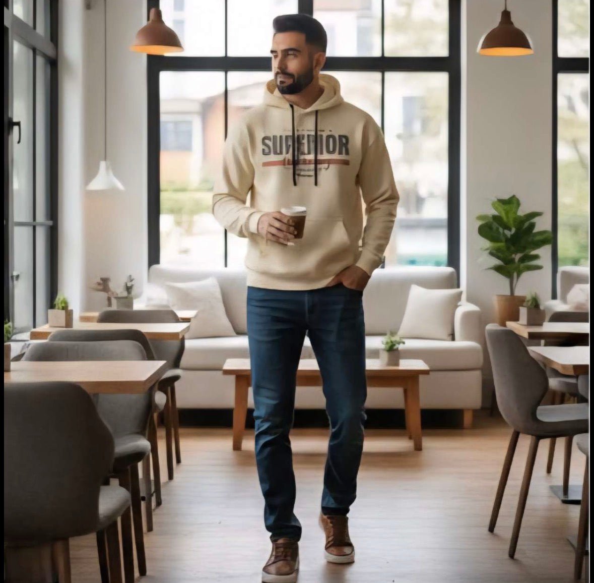 Zonero Superior hoodie for Men and Women | Cream color - ZONERO